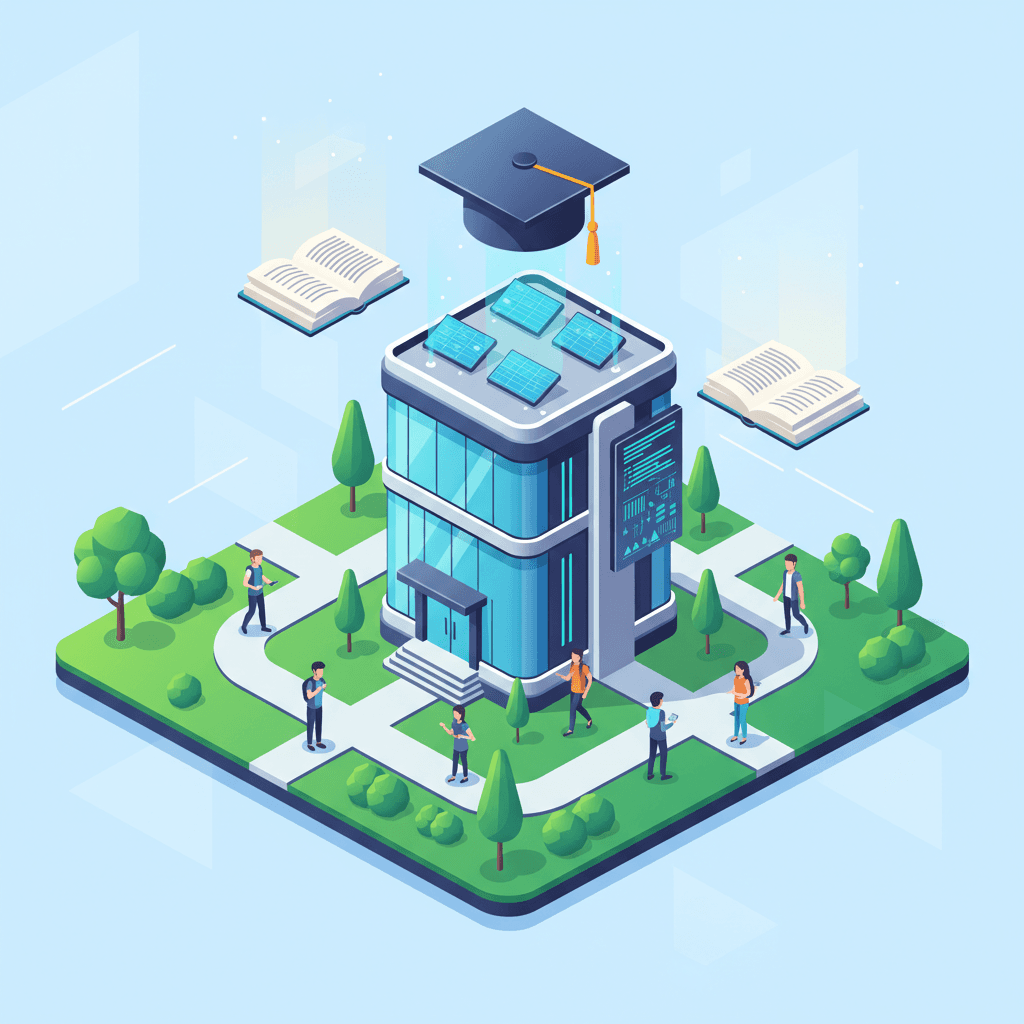 Isometric illustration of the Lingasuguru campus building